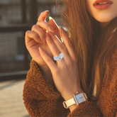 18K White Gold Brilliant Round, Baguette & Princess Cut Multi-Layer Engagement Ring (1.06 ct)